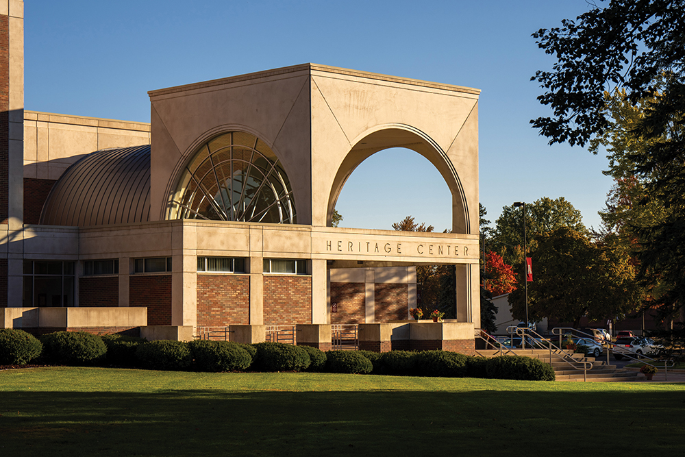 Exterior of the Oscar E. Remick Heritage Center on the Campus of Alma College.